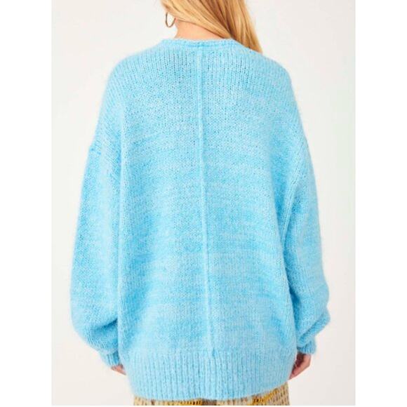 Free People Nevermind Fuzzy Cardigan Blue Butterfly Size XS - Picture 2 of 14